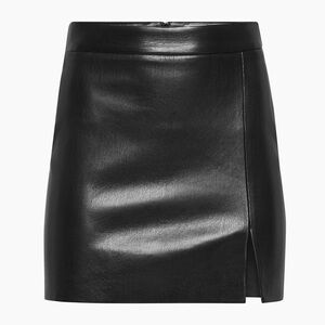 Aritzia Wilfred Vegan Leather Mini Skirt with Slit Black Size 2 Like New
